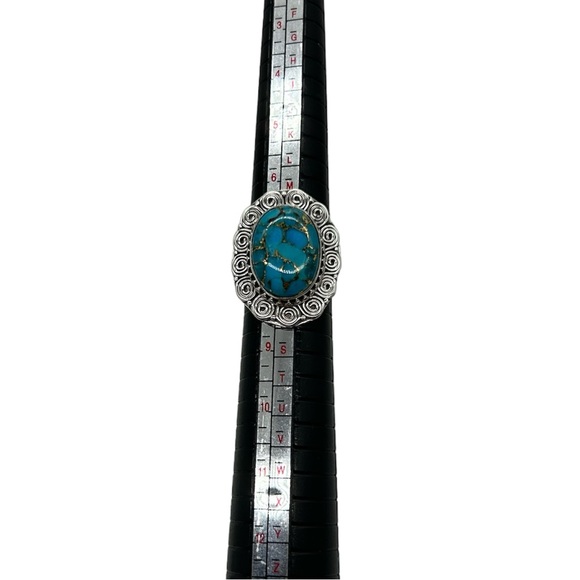 925 Sterling Silver Natural Blue Mohave Turquoise Ring Size 8 - Picture 5 of 5